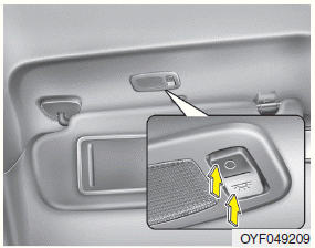 Hyundai Sonata: Vanity mirror lamp. Pull the sunvisor downward and you can turn the vanity mirror lamp ON or OFF