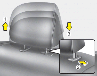 Hyundai Sonata: Rear seat. Adjusting the height up and down