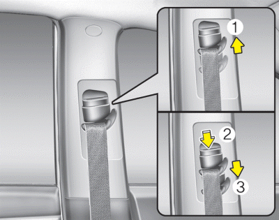 Hyundai Sonata: Seat belt restraint system. Height adjustment