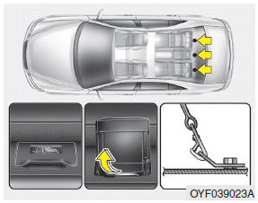 Hyundai Sonata: Using a child restraint system. Securing a child restraint seat with “Tether Anchor” system