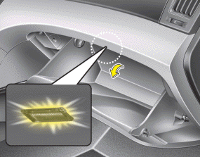 Hyundai Sonata: Glove box lamp. The glove box lamp comes on when the glove box is opened.