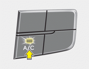 Hyundai Sonata: Manual heating and air conditioning. Push the A/C button to turn the air conditioning system on (indicator light will