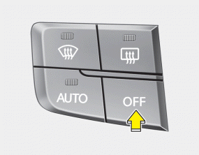 Hyundai Sonata: Manual heating and air conditioning. Push the OFF button to turn off the air climate control system. However, you