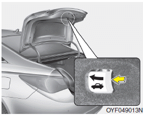 Hyundai Sonata: Emergency trunk safety release. Your vehicle is equipped with an emergency trunk release cable located inside