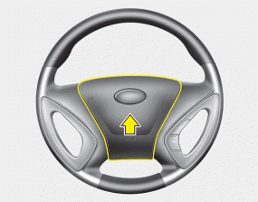 Hyundai Sonata: Horn. To sound the horn, press the horn symbol on your steering wheel.