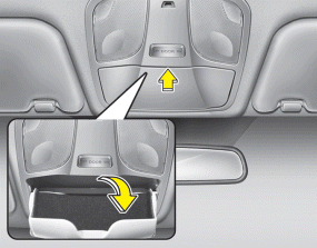 Hyundai Sonata: Sunglass holder. To open the sunglass holder, press the cover and the holder will slowly open.