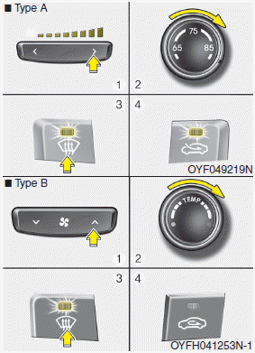 Hyundai Sonata: Automatic climate control system. 1. Set the fan speed to the highest (extreme right) position.