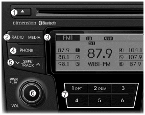 Hyundai Sonata: CD Player : Audio with internal amplifier / Audio with external amplifier. 1.  (EJECT)