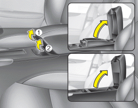 Hyundai Sonata: Center console storage. To open the center console storage, pull up the lever.