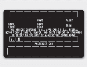 Hyundai Sonata: Certification label. The certification label is located on the driver's door sill at the center pillar.