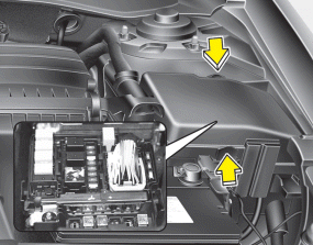 Hyundai Sonata: Engine compartment fuse replacement. 1. Turn the ignition switch and all other switches off.