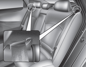 Hyundai Sonata: High mounted stop light replacement. 4. Make sure the rear seat belt webbing is in the guide to prevent the seat belt