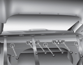 Hyundai Sonata: High mounted stop light replacement. 10. After loosening the mounting screws, then remove the package tray trim (2).